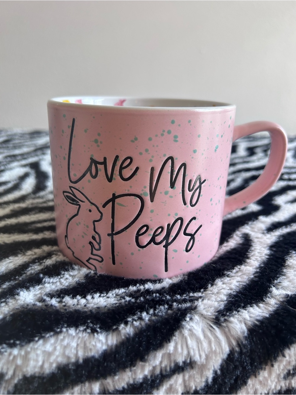 Hobby Lobby Pink Ceramic 'Love My Peeps' Mug with Bunny Accent